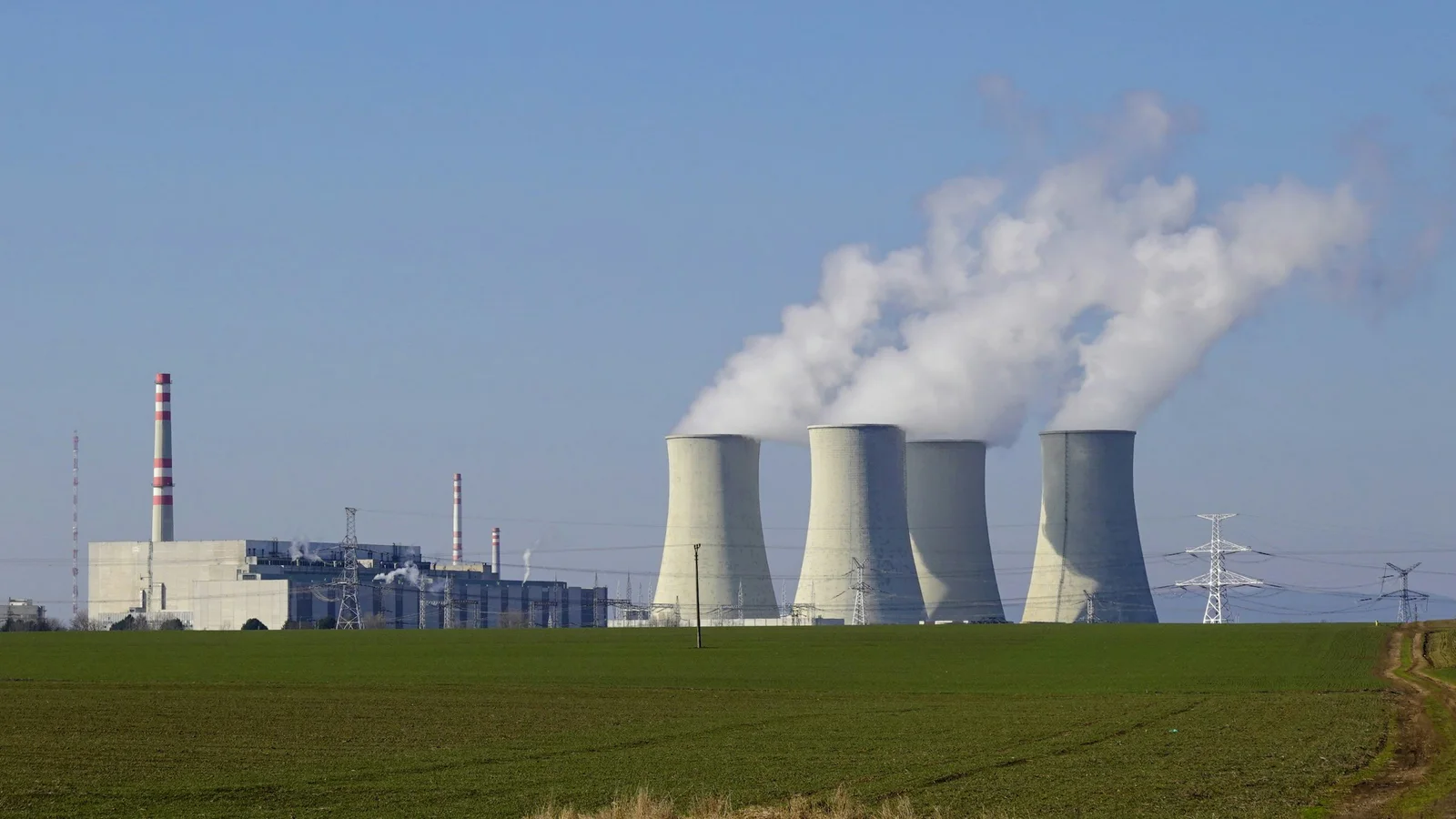 Jaslovské Bohunice nuclear power plant and cooling towers in Slovakia
